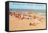 Beach Scene, Greetings from Encinitas, California-null-Framed Stretched Canvas