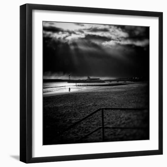 Beach Scene in England with Pier-Rory Garforth-Framed Photographic Print