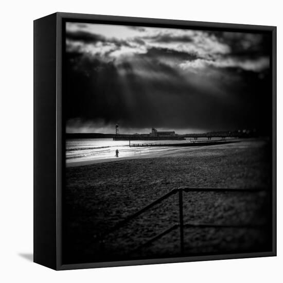 Beach Scene in England with Pier-Rory Garforth-Framed Stretched Canvas