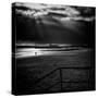 Beach Scene in England with Pier-Rory Garforth-Stretched Canvas