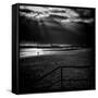 Beach Scene in England with Pier-Rory Garforth-Framed Stretched Canvas