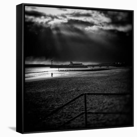 Beach Scene in England with Pier-Rory Garforth-Framed Stretched Canvas