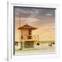 Beach Scene in Florida with a Life Guard Station-Philippe Hugonnard-Framed Premium Photographic Print