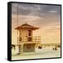 Beach Scene in Florida with a Life Guard Station-Philippe Hugonnard-Framed Stretched Canvas