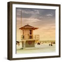 Beach Scene in Florida with a Life Guard Station-Philippe Hugonnard-Framed Photographic Print