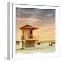 Beach Scene in Florida with a Life Guard Station-Philippe Hugonnard-Framed Photographic Print