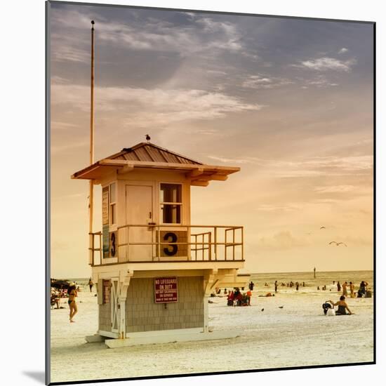 Beach Scene in Florida with a Life Guard Station-Philippe Hugonnard-Mounted Photographic Print
