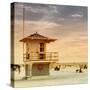 Beach Scene in Florida with a Life Guard Station-Philippe Hugonnard-Stretched Canvas