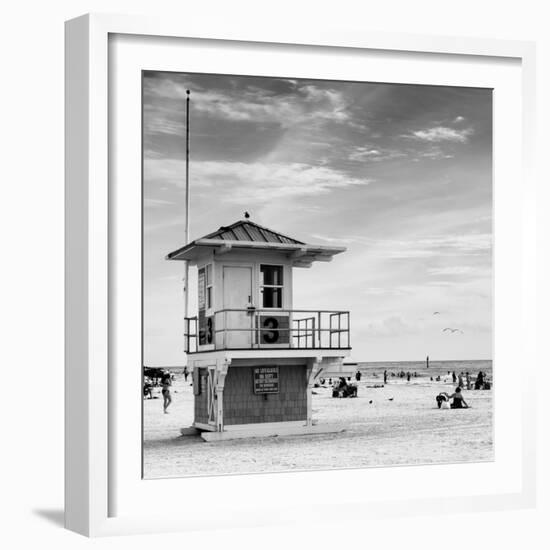 Beach Scene in Florida with a Life Guard Station-Philippe Hugonnard-Framed Photographic Print