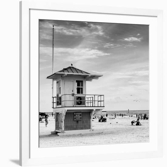 Beach Scene in Florida with a Life Guard Station-Philippe Hugonnard-Framed Photographic Print