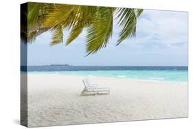 Beach Scene in the Maldives-John Harper-Stretched Canvas