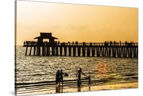 Beach Scene - Naples Florida Pier at Sunset-Philippe Hugonnard-Stretched Canvas
