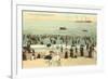 Beach Scene, Narragansett Pier, Rhode Island-null-Framed Premium Giclee Print