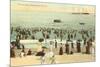 Beach Scene, Narragansett Pier, Rhode Island-null-Mounted Premium Giclee Print