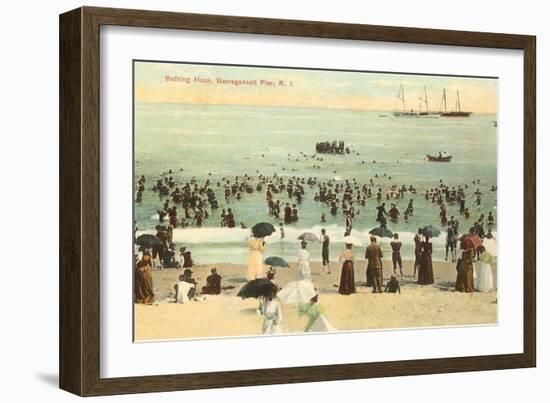 Beach Scene, Narragansett Pier, Rhode Island-null-Framed Art Print