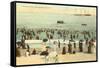 Beach Scene, Narragansett Pier, Rhode Island-null-Framed Stretched Canvas