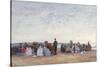 Beach Scene Near Trouville, C.1863-66-Eugène Boudin-Stretched Canvas