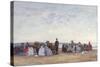 Beach Scene Near Trouville, C.1863-66-Eugène Boudin-Stretched Canvas