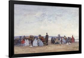 Beach Scene Near Trouville, C.1863-66-Eugène Boudin-Framed Giclee Print