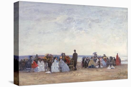 Beach Scene Near Trouville, C.1863-66-Eugène Boudin-Stretched Canvas