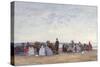 Beach Scene Near Trouville, C.1863-66-Eugène Boudin-Stretched Canvas