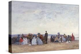 Beach Scene Near Trouville, C.1863-66-Eugène Boudin-Stretched Canvas