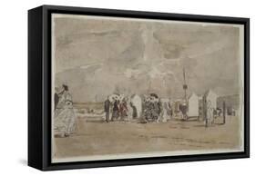 Beach Scene No.1, C.1880 (W/C & Graphite on Paper)-Eugene Louis Boudin-Framed Stretched Canvas