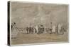 Beach Scene No.1, C.1880 (W/C & Graphite on Paper)-Eugene Louis Boudin-Stretched Canvas