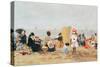 Beach Scene, Trouville, 1881-Eugène Boudin-Stretched Canvas