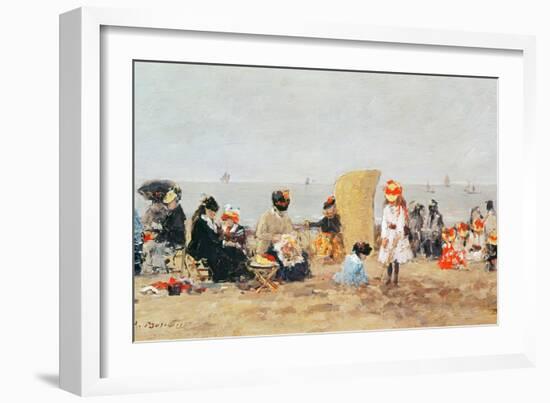 Beach Scene, Trouville, 1881-Eugène Boudin-Framed Giclee Print