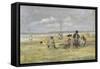 Beach Scene, Trouville-Eugène Boudin-Framed Stretched Canvas