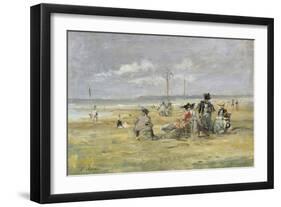 Beach Scene, Trouville-Eugène Boudin-Framed Giclee Print