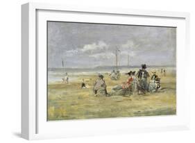 Beach Scene, Trouville-Eugène Boudin-Framed Giclee Print