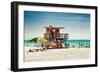 Beach Scene with a Life Guard Station - Miami Beach - Florida-Philippe Hugonnard-Framed Photographic Print