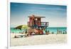 Beach Scene with a Life Guard Station - Miami Beach - Florida-Philippe Hugonnard-Framed Photographic Print