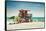 Beach Scene with a Life Guard Station - Miami Beach - Florida-Philippe Hugonnard-Framed Stretched Canvas