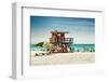 Beach Scene with a Life Guard Station - Miami Beach - Florida-Philippe Hugonnard-Framed Photographic Print