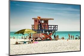 Beach Scene with a Life Guard Station - Miami Beach - Florida-Philippe Hugonnard-Mounted Photographic Print