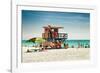 Beach Scene with a Life Guard Station - Miami Beach - Florida-Philippe Hugonnard-Framed Photographic Print