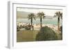 Beach Scene with Palm Trees-null-Framed Premium Giclee Print