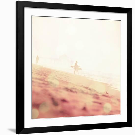 Beach Scene with Surfer in USA-Myan Soffia-Framed Photographic Print