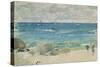 Beach Scene with Two Figures, 1885-90 (W/C on Paper)-James Abbott McNeill Whistler-Stretched Canvas