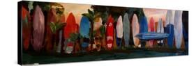 Beach Scene with Wall of Surf Boards, Hawaii I-Markus Bleichner-Stretched Canvas