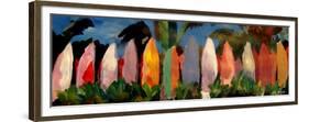 Beach Scene with Wall of Surf Boards, Hawaii II-Markus Bleichner-Framed Premium Giclee Print