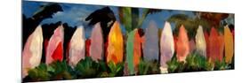 Beach Scene with Wall of Surf Boards, Hawaii II-Markus Bleichner-Mounted Premium Giclee Print