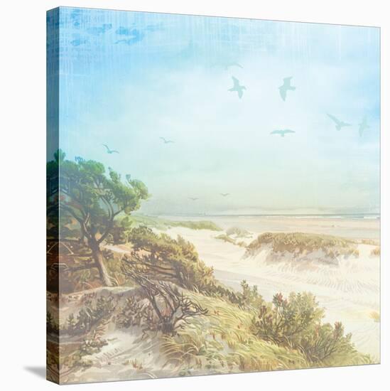 Beach Side Watercolor-Lula Bijoux-Stretched Canvas