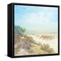 Beach Side Watercolor-Lula Bijoux-Framed Stretched Canvas