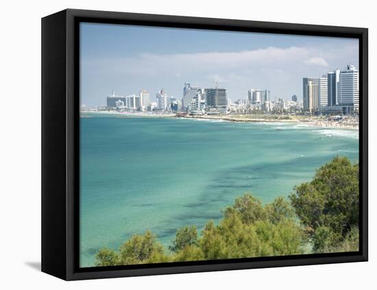 Beach, Skyline and Mediterranean Sea Viewed from Old Jaffa, Tel Aviv, Israel, Middle East-Merrill Images-Framed Stretched Canvas