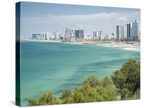 Beach, Skyline and Mediterranean Sea Viewed from Old Jaffa, Tel Aviv, Israel, Middle East-Merrill Images-Stretched Canvas