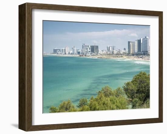 Beach, Skyline and Mediterranean Sea Viewed from Old Jaffa, Tel Aviv, Israel, Middle East-Merrill Images-Framed Photographic Print